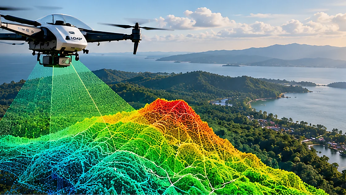 Ilustrasi visualisasi point cloud dalam teknologi survey LiDAR